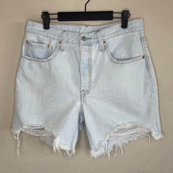 Levi’s 501 Denim Cutoff 6” Shorts Light Wash Button Fly - Size W30 - Picture 1 of 5
